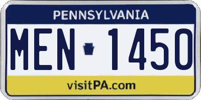 PA license plate MEN1450