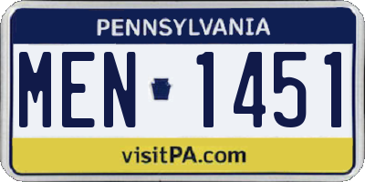 PA license plate MEN1451