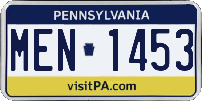 PA license plate MEN1453