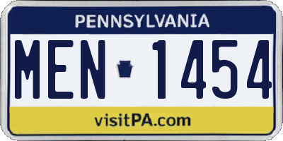 PA license plate MEN1454