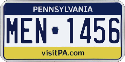 PA license plate MEN1456