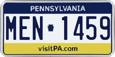 PA license plate MEN1459