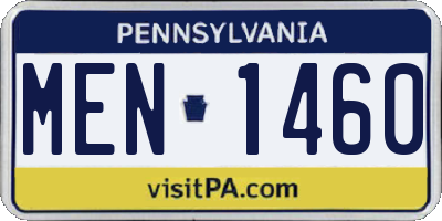 PA license plate MEN1460