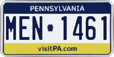 PA license plate MEN1461