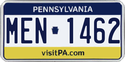 PA license plate MEN1462