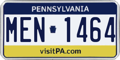 PA license plate MEN1464