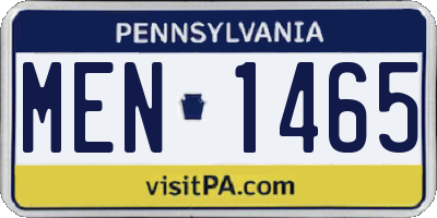 PA license plate MEN1465