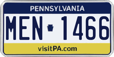 PA license plate MEN1466