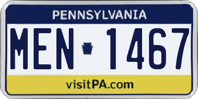 PA license plate MEN1467