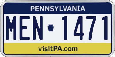 PA license plate MEN1471