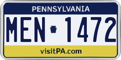 PA license plate MEN1472