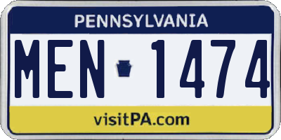 PA license plate MEN1474
