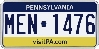 PA license plate MEN1476