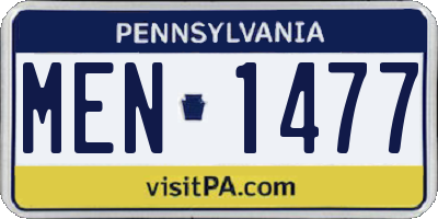PA license plate MEN1477