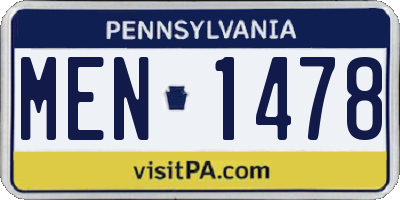 PA license plate MEN1478