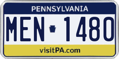PA license plate MEN1480