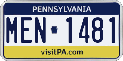 PA license plate MEN1481