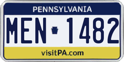 PA license plate MEN1482