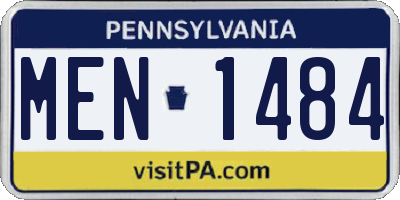 PA license plate MEN1484