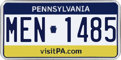 PA license plate MEN1485