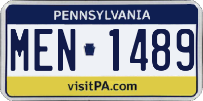 PA license plate MEN1489
