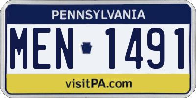 PA license plate MEN1491