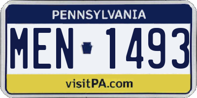 PA license plate MEN1493