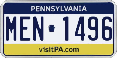 PA license plate MEN1496