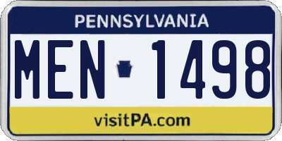 PA license plate MEN1498