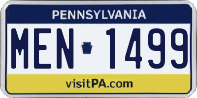 PA license plate MEN1499