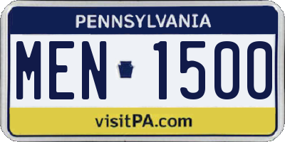 PA license plate MEN1500