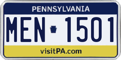 PA license plate MEN1501