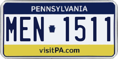 PA license plate MEN1511