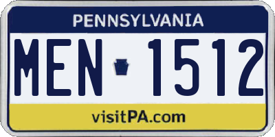 PA license plate MEN1512