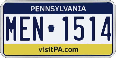 PA license plate MEN1514