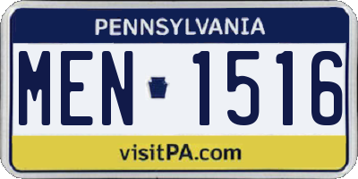 PA license plate MEN1516