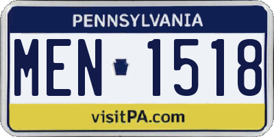 PA license plate MEN1518