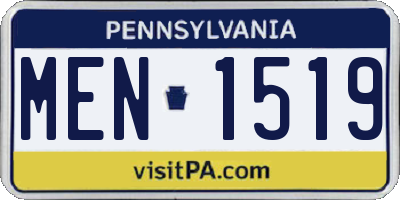 PA license plate MEN1519