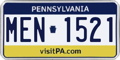 PA license plate MEN1521