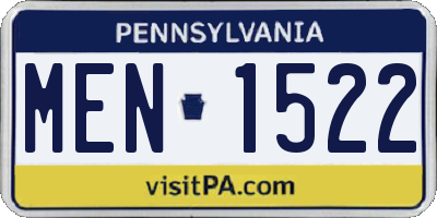 PA license plate MEN1522