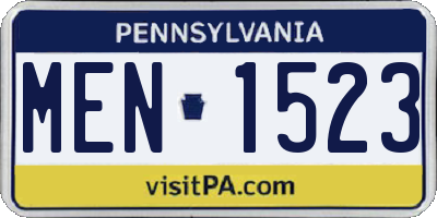 PA license plate MEN1523