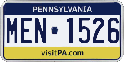 PA license plate MEN1526