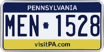 PA license plate MEN1528