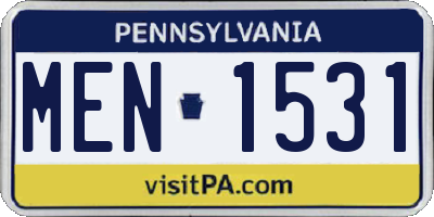PA license plate MEN1531