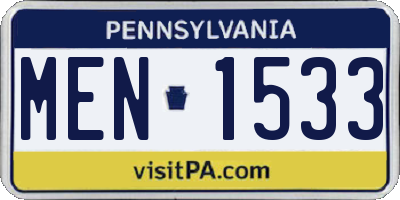 PA license plate MEN1533