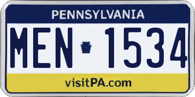 PA license plate MEN1534