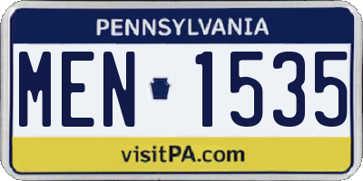 PA license plate MEN1535