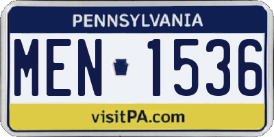 PA license plate MEN1536