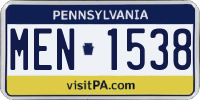 PA license plate MEN1538