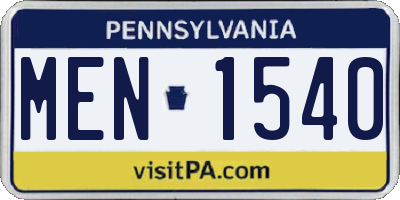 PA license plate MEN1540